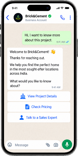 Customer starts a WhatsApp chat